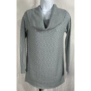 212 New York Women’s Cowl Neck Sweater Waffle Knit Pullover Size M Gray
